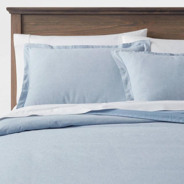 King Cotton Linen Chambray Duvet Cover & Sham Set Blue - Threshold™