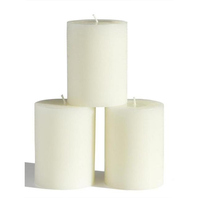 CANDWAX 3x4 inch Pillar Candles Set of 3 – Unscented Dripless Rustic Ivory Candles for Home Decor, Weddings, Table Settings