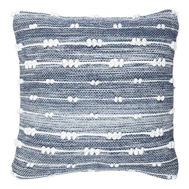 Woven Virtues Throw Pillow Cover Blue and White 18x18 Inch Handwoven , Luxurious and Fashionable 1 Piece Throw Pillow Cover