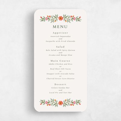 Beige Rounded Wedding Menu - Blume