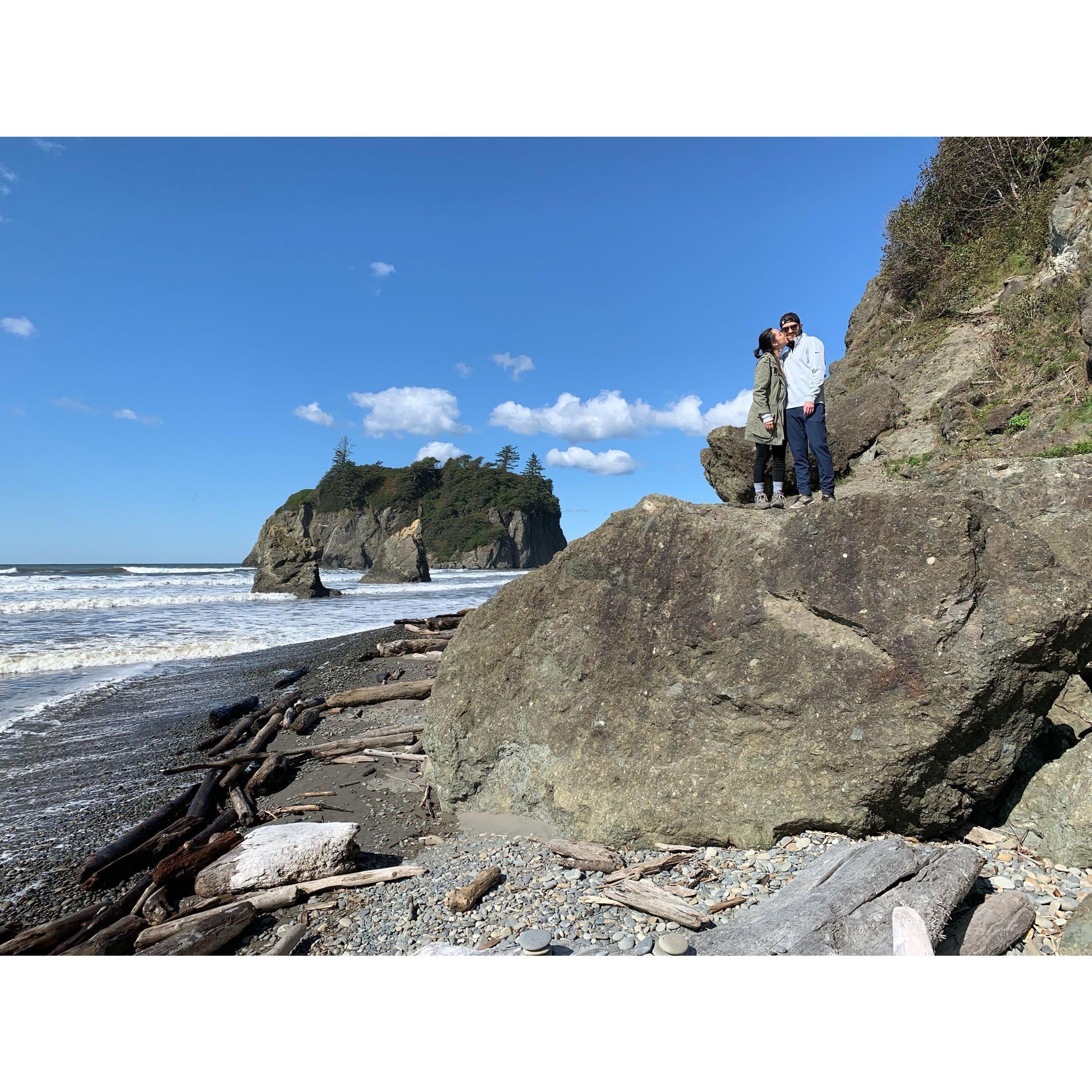 Visiting Ruby Beach during a camping trip at Olympic National Park