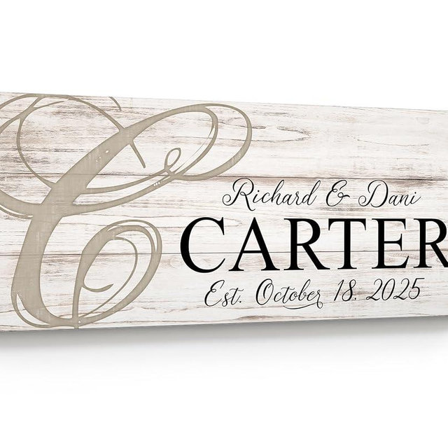 Personalized Wood Family Name Established Sign Personalized Wedding Anniversary Last Name Sign