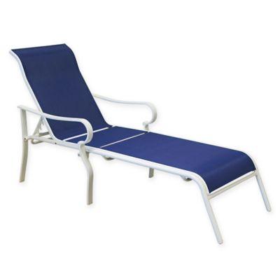 Never Rust Summerwinds Aluminum Sling Chaise Lounge in Blue/White