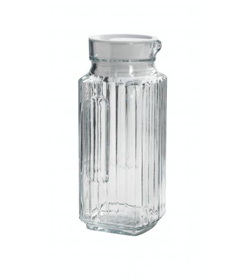 Glass Bistro Pitcher with White Stopper, 1 Quart
