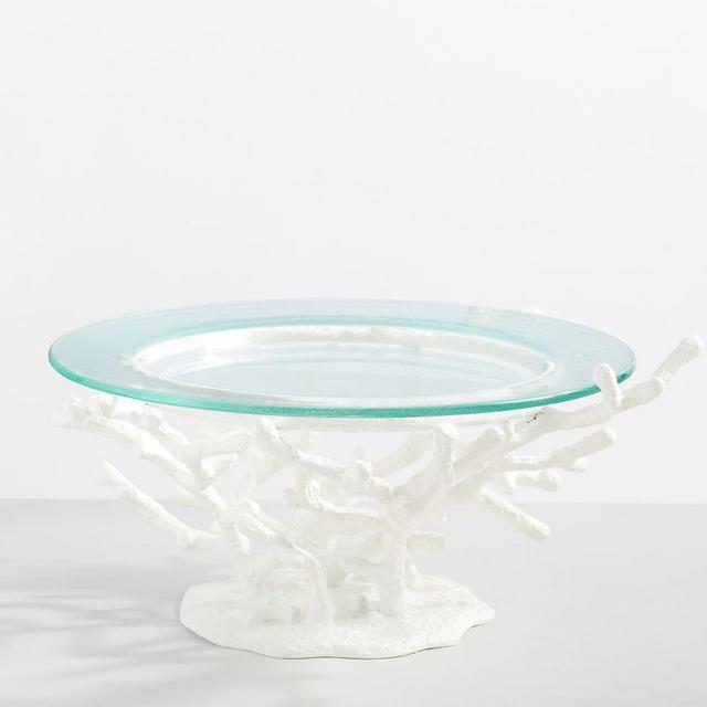 Glass Serving Platter on Coral Stand