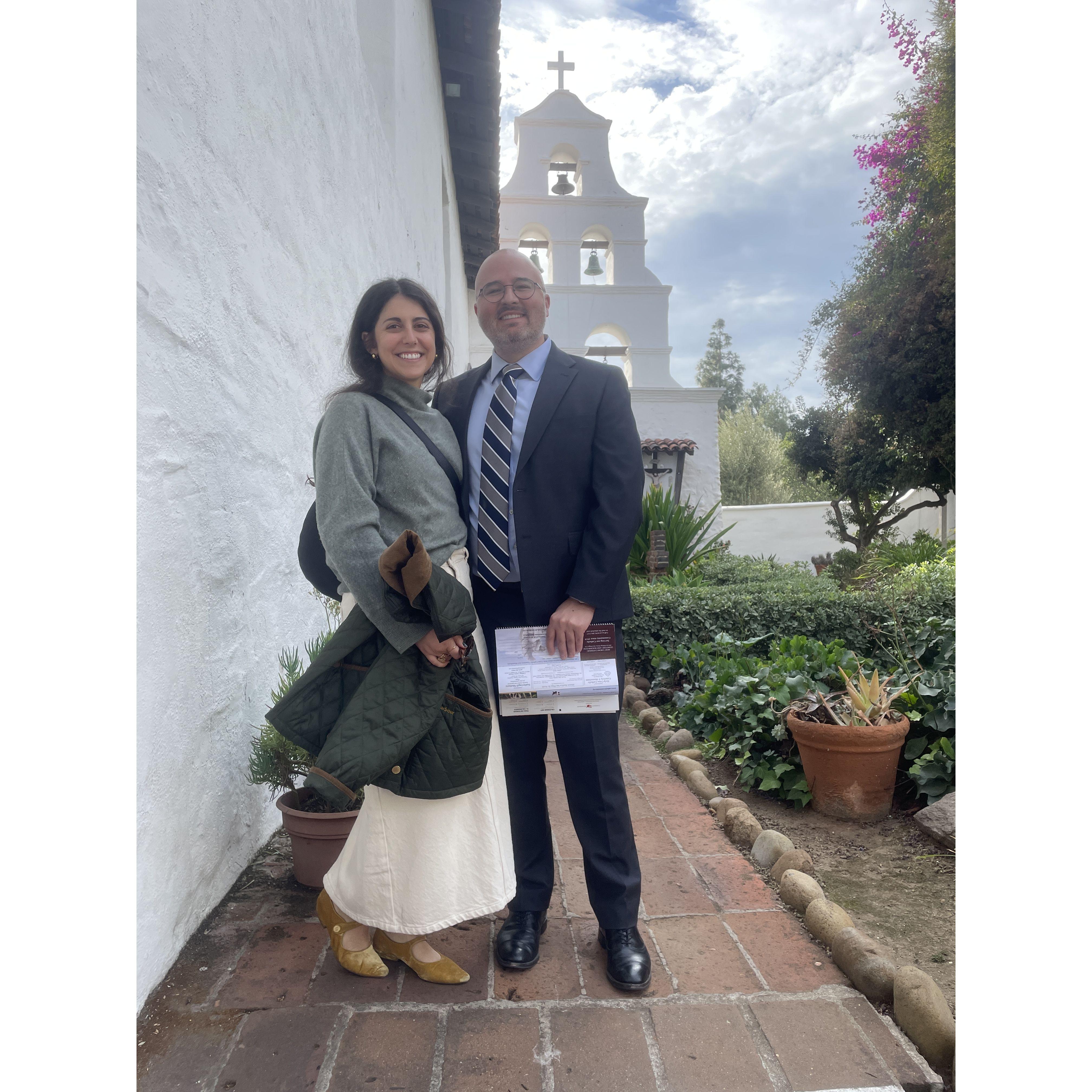 At Mission San Diego de Alcalá, which will be our home parish.