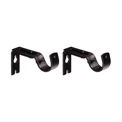 AmazonBasics Adjustable Curtain Rod Wall Bracket Hooks, Set of 2, Bronze
