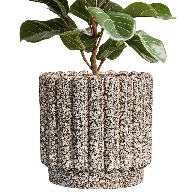 Ceramicfor Ceramic Pots for Plants - 12 Inch Planter for Indoor Plants, Round Flower Pots with Drainage Hole, Large Ceramic Planter Outdoor, Porch Decor, Housewarming Gifts, Leopard Print White