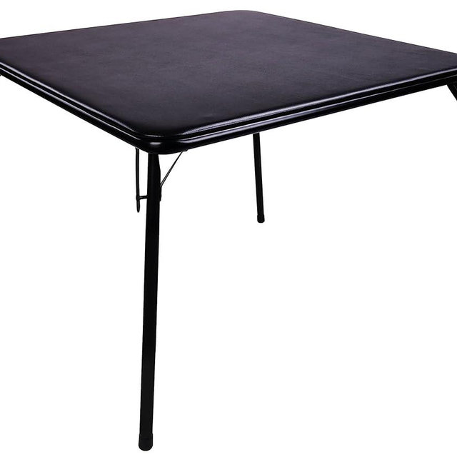 Elevon Folding Table Square, Foldable Portable Card Table with Collapsible Legs and Padded Sponge Top for Indoor/Outdoor Use, Perfect for Camping, Office, Party and Dining, 33.5-Inch, Black