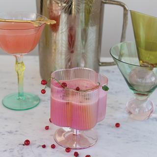 Iridescent Pleated Flower Wine Glass, Set of 6