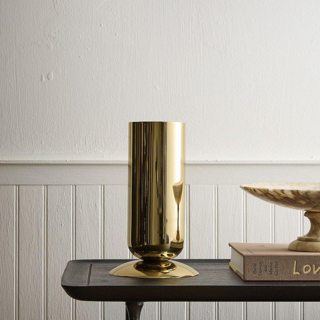 Polished Metal Vase, Medium, Brushed Brass