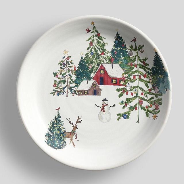 Christmas in the Country Scenery Stoneware Salad Plates, Set of 4