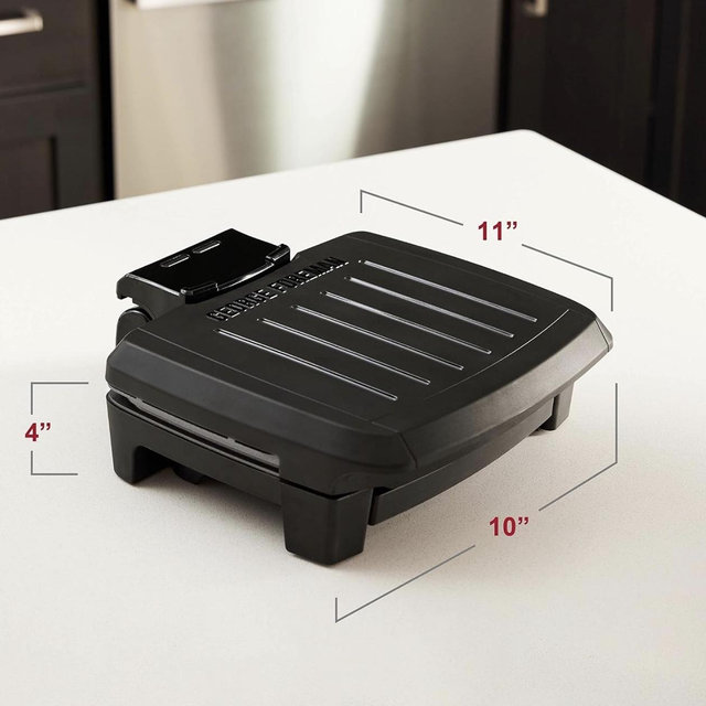 George Foreman® Fully Submersible™ Grill, NEW Dishwasher Safe, Wash the Entire Grill, Easy-to-Clean Nonstick, Black/Grey