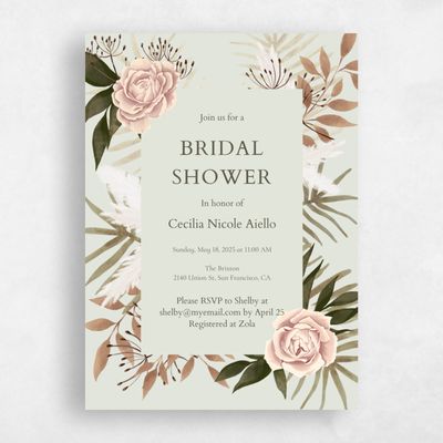 Lightest Green Wedding Wedding Shower Invitation - Segovia Portrait