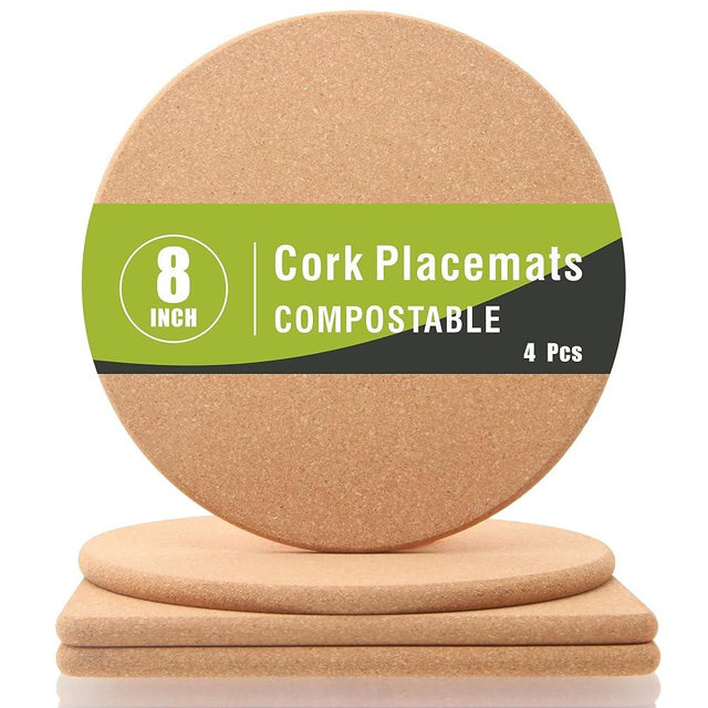 8 inch Cork Trivets | 4Pcs Kitchen Trivets for Hot Dishes | Cork Trivet for Heatproof Pots & Pans | Heat Pads for Kitchen Counter | 2 Round +2 Square Corktrivets Pads for Hot Pans and Plates