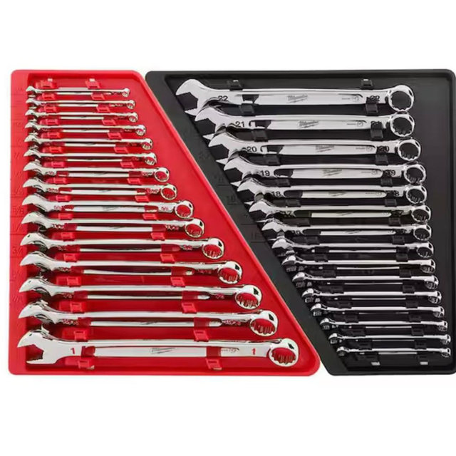 Milwaukee Combination SAE and Metric Wrench Mechanics Tool Set (30-Piece) 48-22-9415-48-22-9515