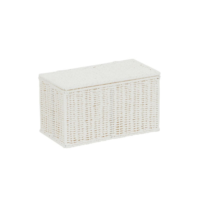 Small Wicker Basket with Lid, Multipurpose Storage Basket for Bathrooms, Shelves, Desks, Vanities, Closets and More