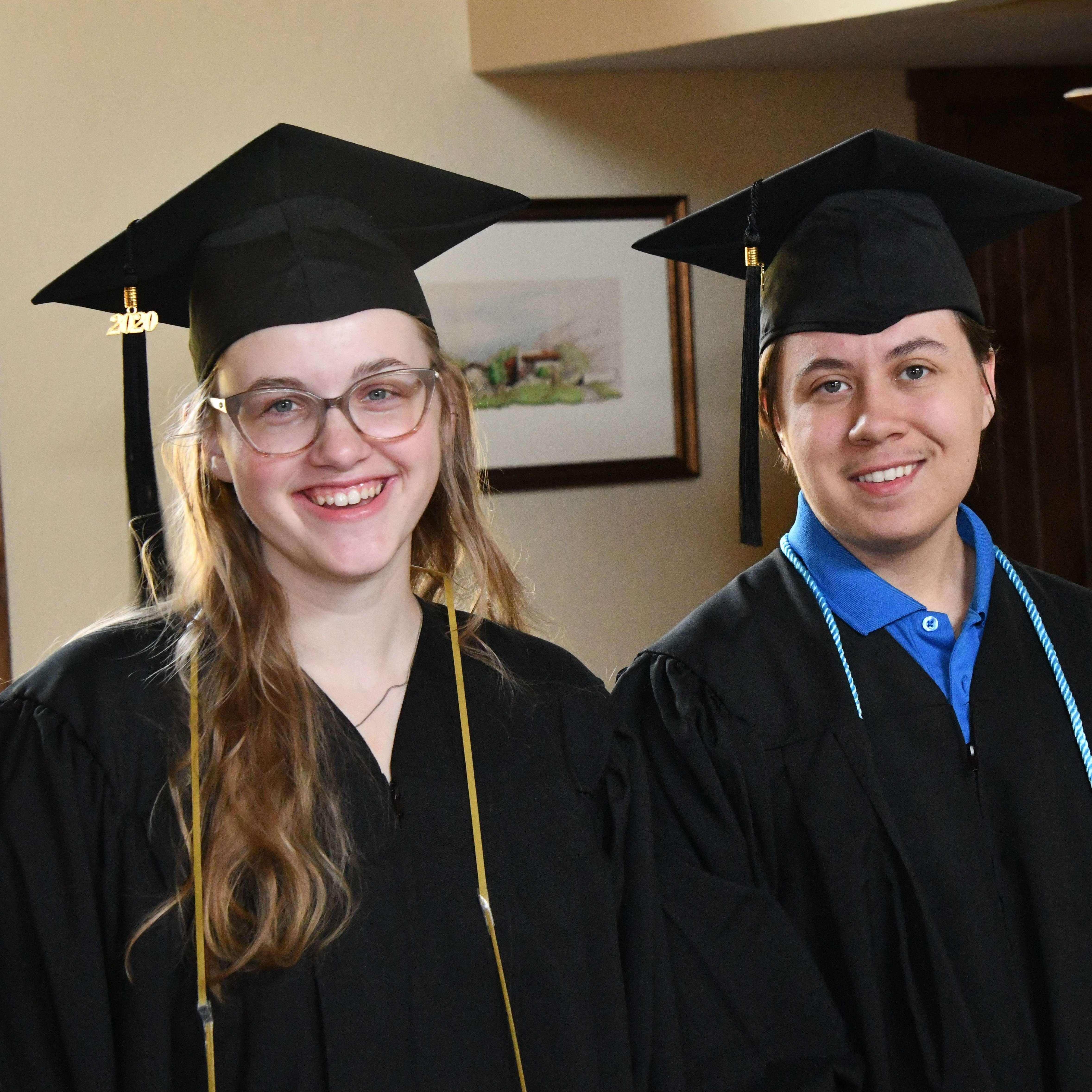 2020 Warren Wilson graduation from home, complete with cord made of pasta and tape