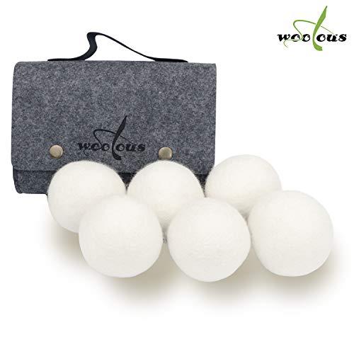 Woolous Wool Dryer Balls Organic XL 6 Pack, Premium New Zealand Non-Toxic Merino Laundry Dryer Ball,Handmade Reusable Natural Fabric Softener,Reduce Wrinkles,Saves Drying Time Felted Eco Dryer Ball
