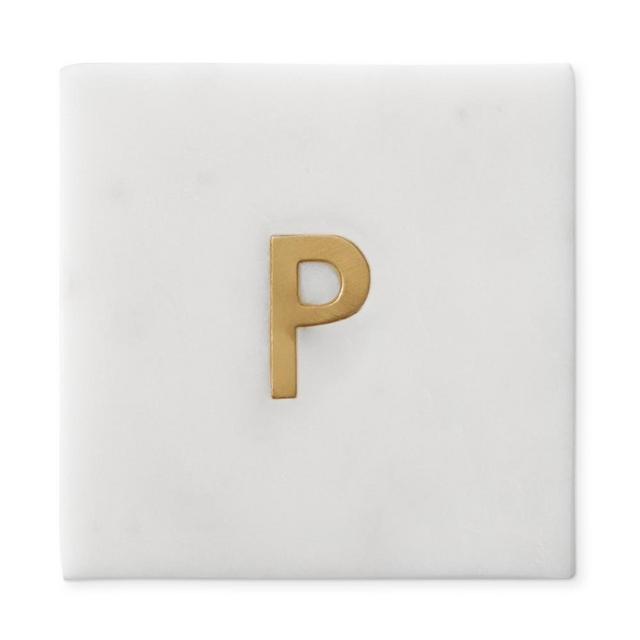 Marble & Brass Monogram Coasters, P