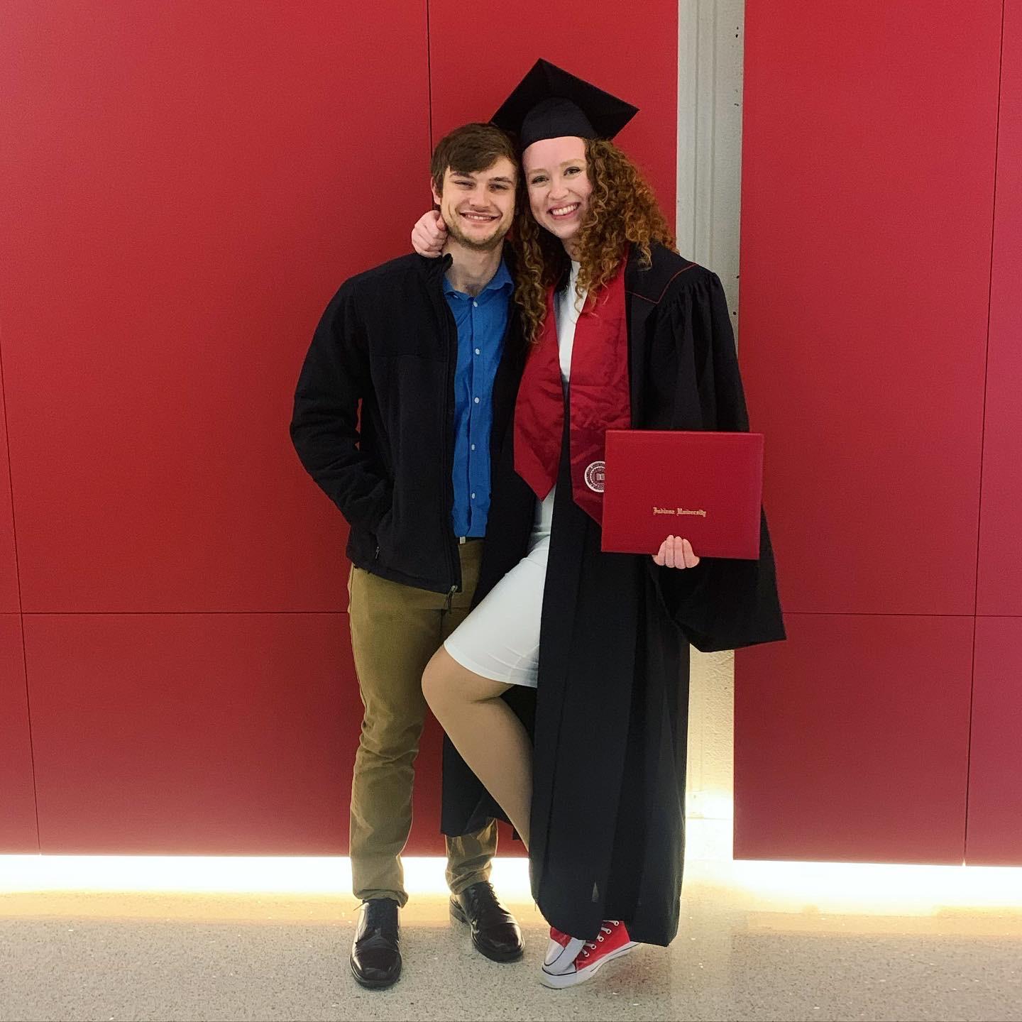 He had no interest in his on grad ceremony, but he supported me at mine! (To which I was almost late for)