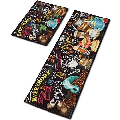 Kitchen Mats Set - Artistic - 2 Piece(23.6"x15.75"x.3+47.25"x15.75"x.3) - Non-Slip Latex Backing - Unique Design - Energetic & Bright - Long Lasting - Washable Kitch Rug - VAR. Style - Stain Resist