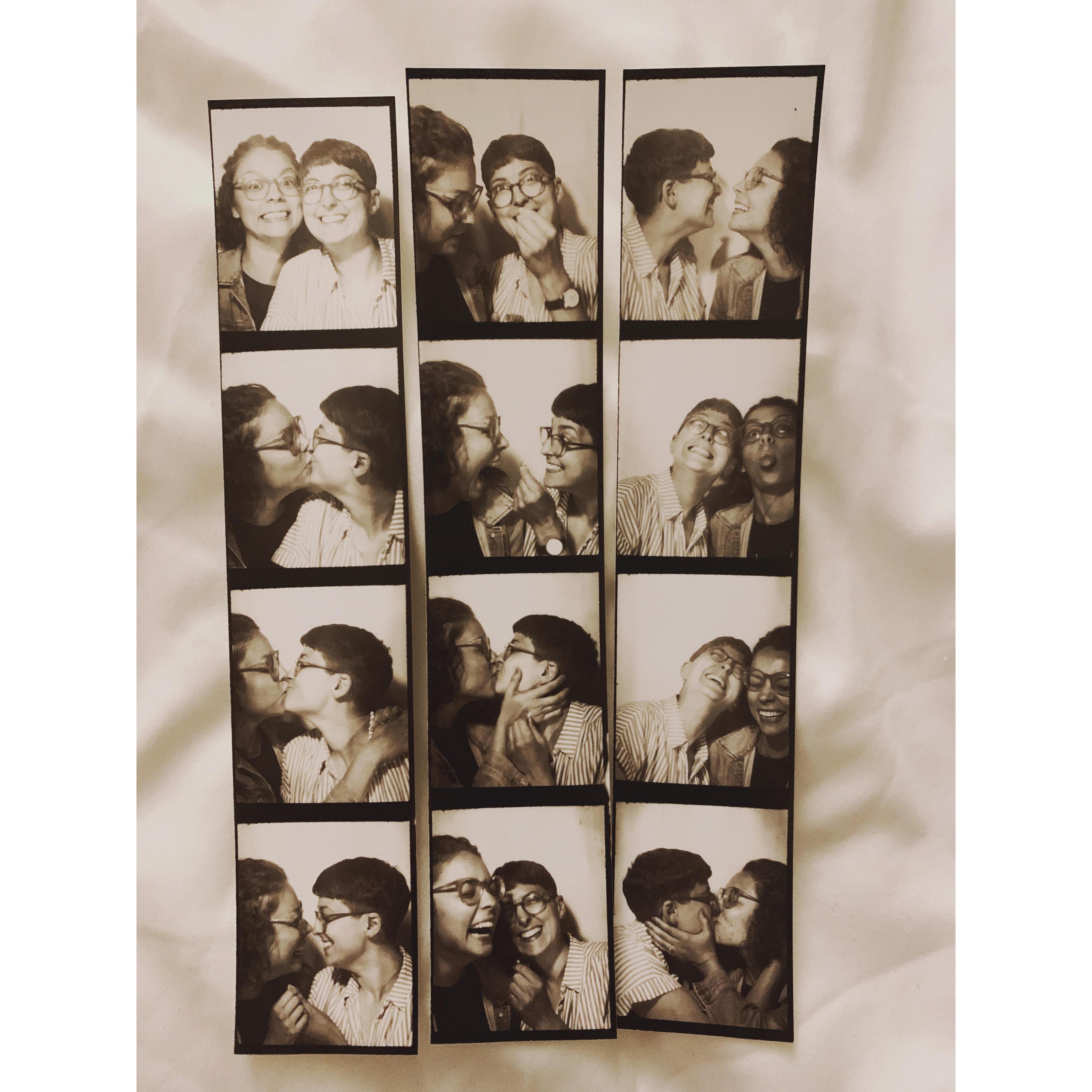 The proposal in a photo booth in downtown LA... "our city" where we fell in love... the bottom left photo is the moment I blurted out "will you marry me!?"  -A
