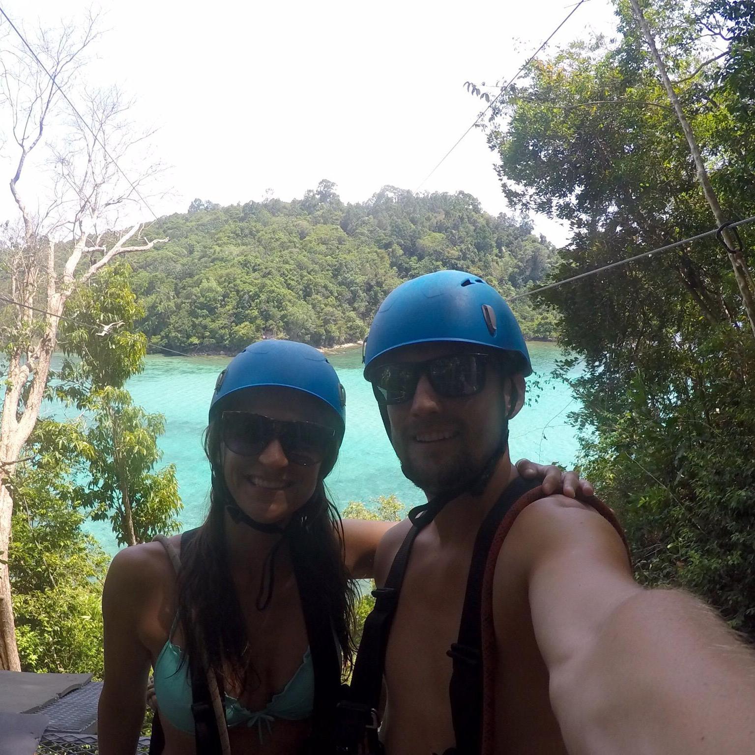Island to island zipline in Borneo, Malaysia