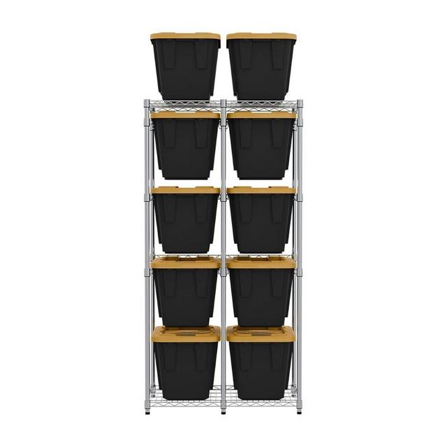 SafeRacks Bin Storage Rack for 12 Gallon Storage Totes – includes 10 Bins - Holiday Organization, Declutter, NSF Certified, Zinc Plated, Heavy Duty, Garage Workspace, Steel 21.5"x34.25"x68"