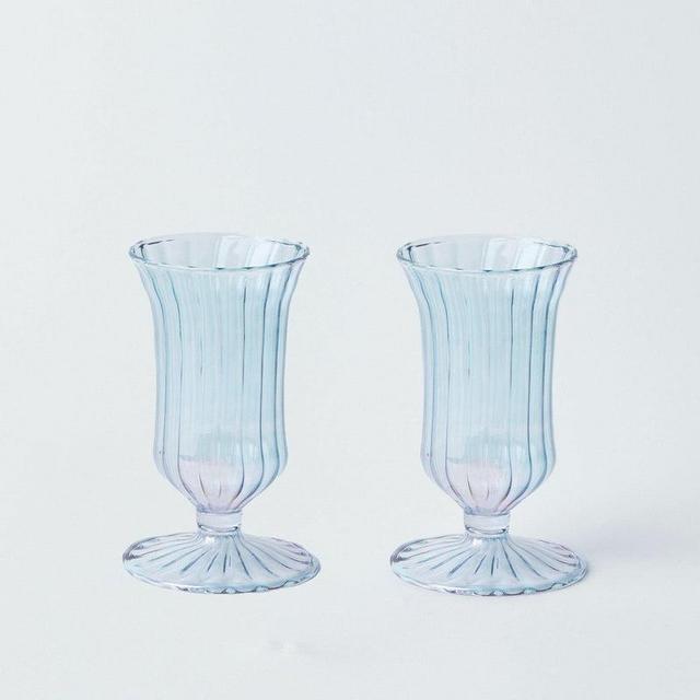 Blue Fluted Vases (Pair)