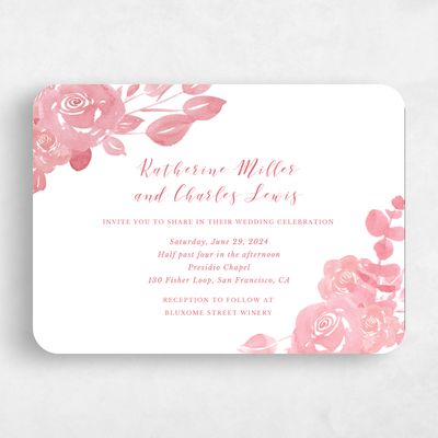 Pink Rounded Wedding Invitation - Clemson Corner