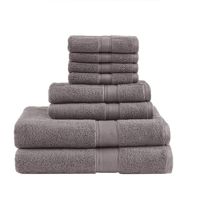 MADISON PARK SIGNATURE 800GSM 8 Piece 100% Cotton Towel Set for Bathroom, 2 Bath Towels, 2 Hand Towels, 4 Washcloths, Premium Long Staple Pile, Spa Luxurious Design, Mocha