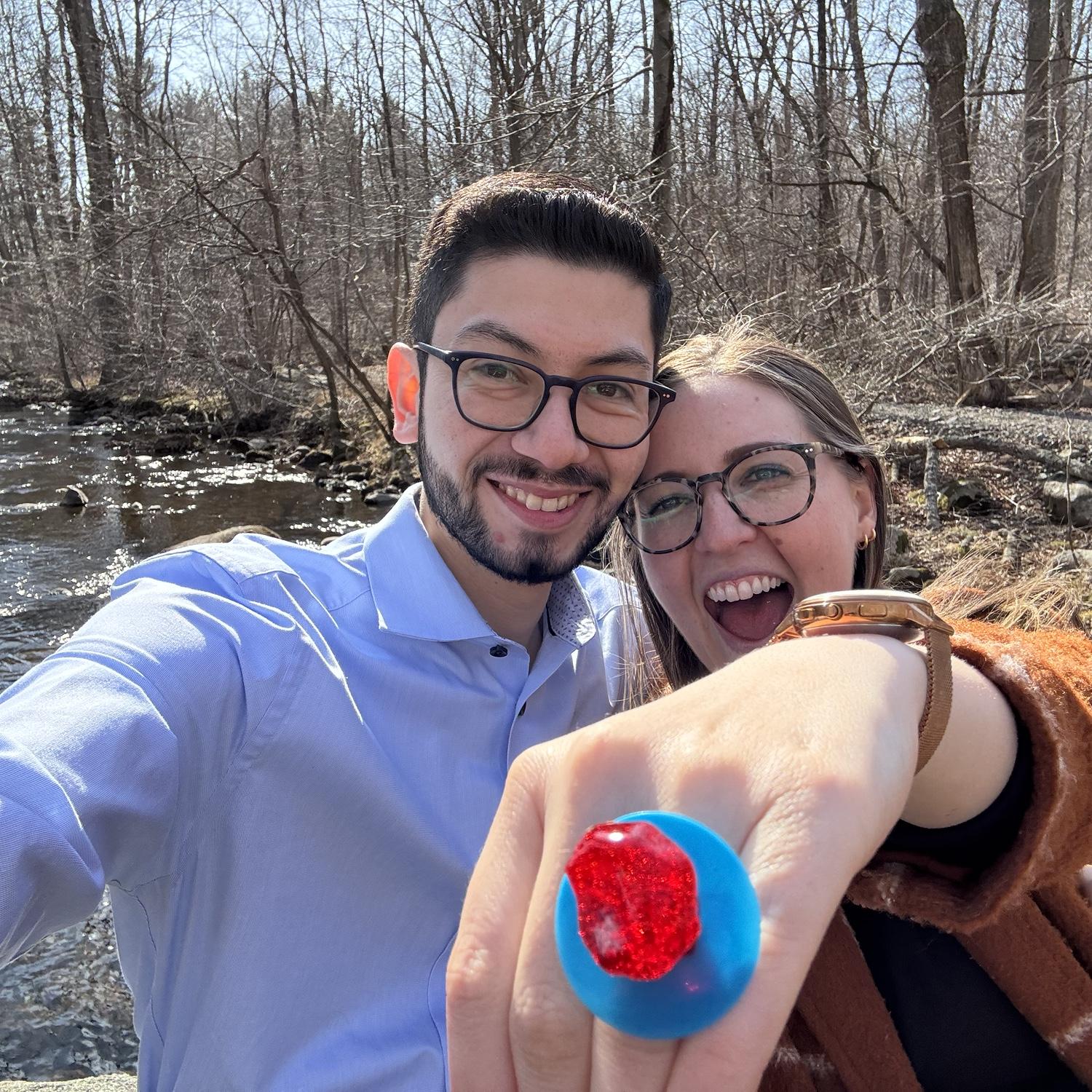 Joel fake proposed with a ring pop -- Kendyll still said yes. It was eaten immediately after this photo was taken.