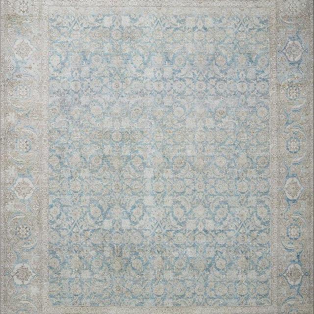 Loloi II Wynter Collection WYN-10 Ocean/Silver 3'-6" x 5'-6", 13" Thick, Accent Rug, Soft, Durable, Printed, Vintage Inspired, Low Pile, Non-Shedding, Easy Clean, Living Room Rug