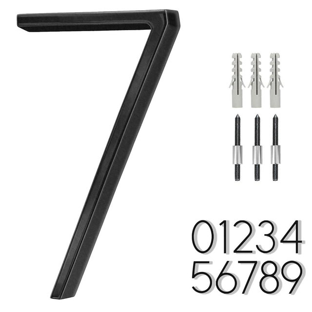6 Inch Stainless Steel Floating House Number, Metal Modern House Numbers, for Outdoor Mailbox Yard Home Wall DoorGarage Gate with Nail Kit, Coated Black, 911 Visibility Signage