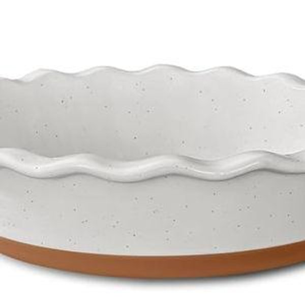 MORA Ceramic Pie Pan for Baking - 9 inch - Deep and Fluted Pie Dish for Old Fashion Apple Pie, Quiche, Pot Pies, Tart, etc - Modern Farmhouse Style Porcelain Ceramic Pie Plate - Vanilla White