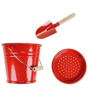 Enamel Beach Bucket and Spade - Red