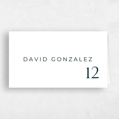 Darkest Teal, Blue Wedding Place Card - Josephine
