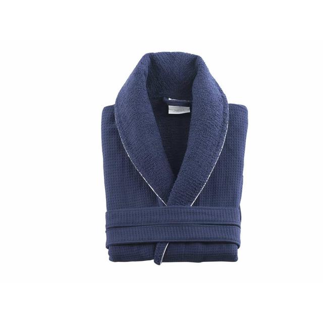 Waffle Turkish 100% Cotton Bathrobe Navy - Enchante Home
