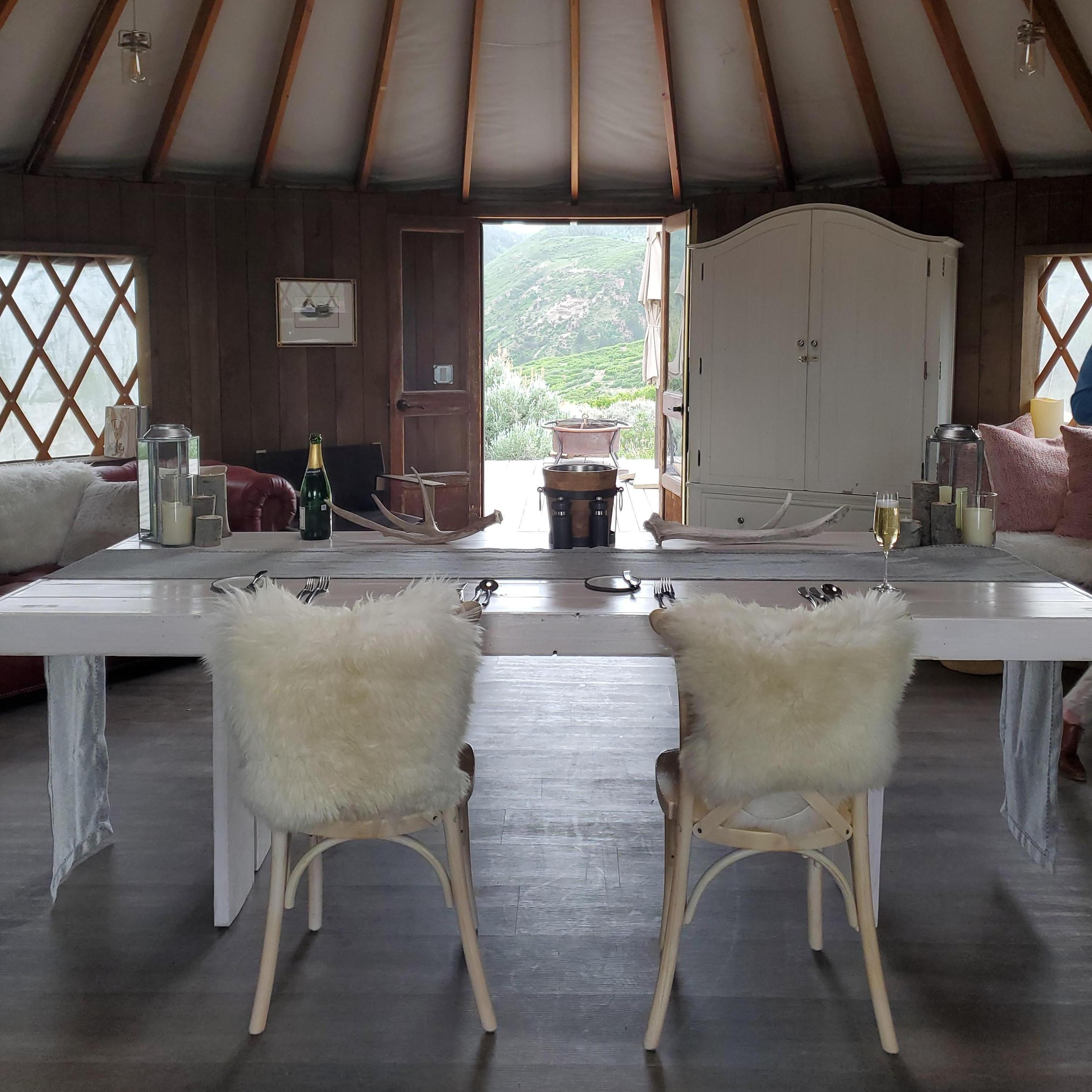 Private dinner at the yurt.