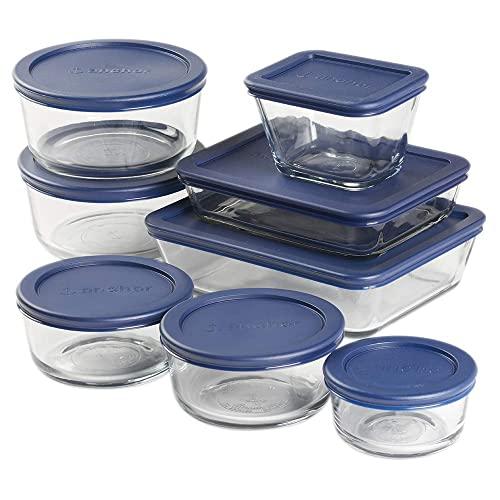 Anchor Hocking Snug Fit Food Storage, 16 Piece Set, Navy