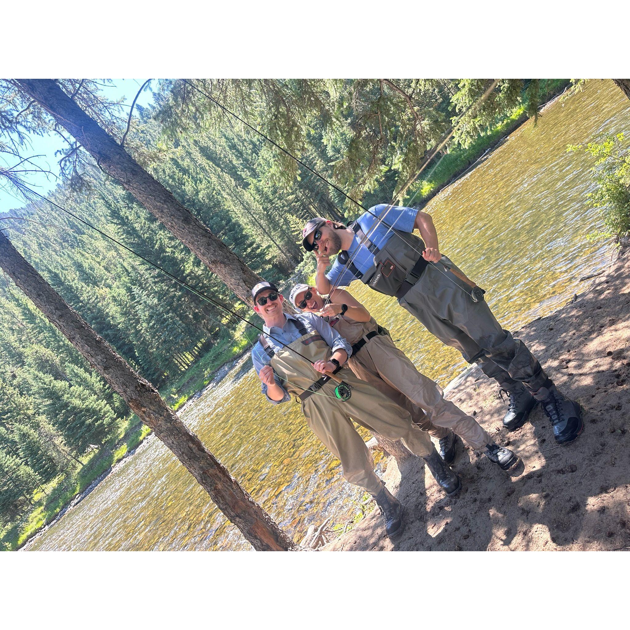 Tried to teach them how to fly fish. Alex has some promise!