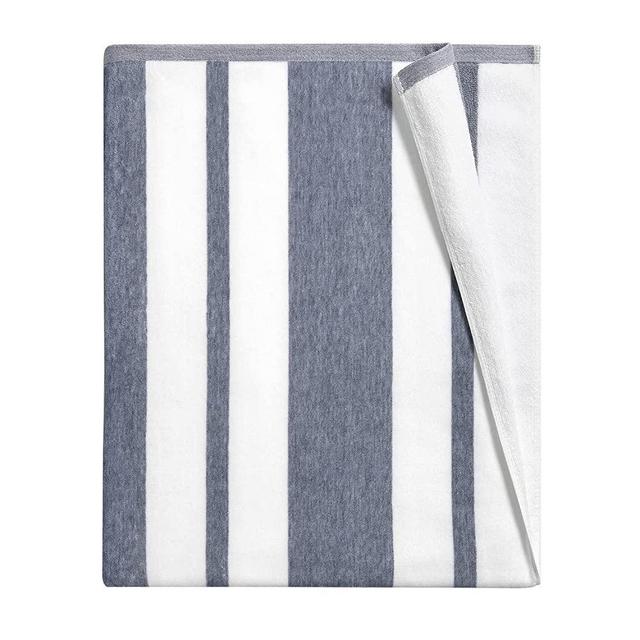 Large Velour Striped Beach Towel (Blue Oasis)