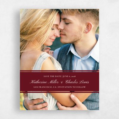 Burgundy, Red Wedding Save the Date - Abbey Banner