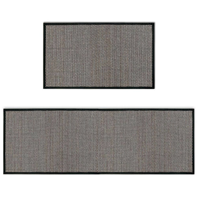 Artoid Mode Washable Non-Skid Kitchen Rugs and Mats Set of 2, Rubber Backing Home Decor Kitchen Mats for Floor Front of Sink Black - 17x29 and 17x47 Inch