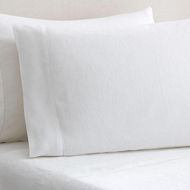 Belgian Flax Linen Pillowcases, Set of 2, King, White