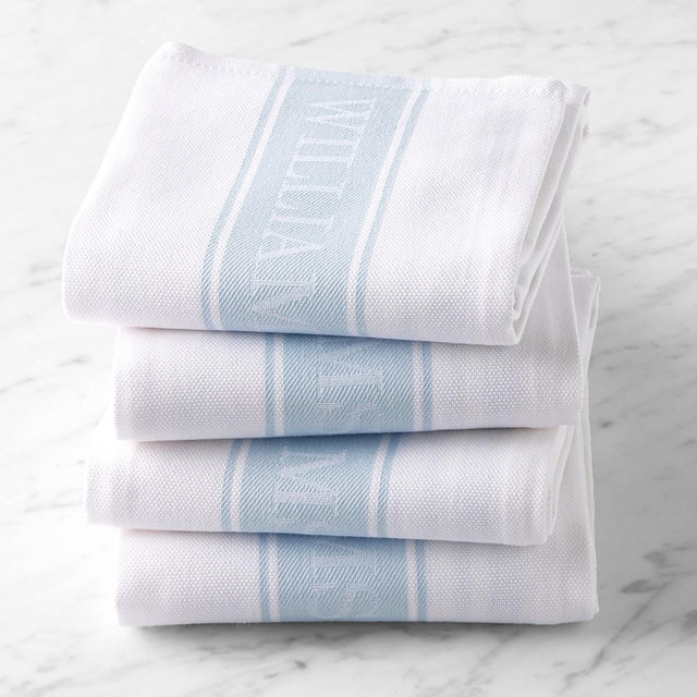 Williams Sonoma Classic Logo Towels, Set of 8, Ice Water Blue