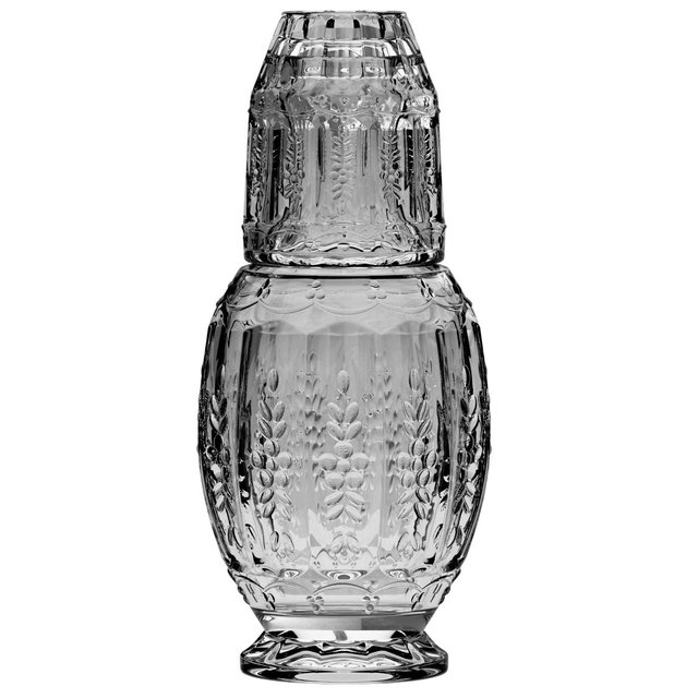 Elle Décor Vintage Night Bedside 33 oz. Water Carafe With Tumbler, 2-Piece Set,Gray