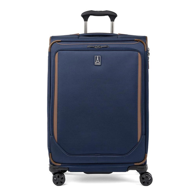 Travelpro Crew Classic Lightweight Softside Expandable Checked Luggage, 8 Wheel Spinner Suitcase, TSA Lock, Men and Women, Checked Medium 25-Inch, Patriot Blue