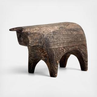 Wooden Bull Sculpture